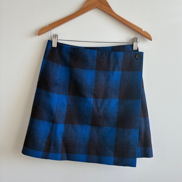 COS CHECKED WOOL-BLEND MINI WRAP SKIRT - Picture 2 of 6